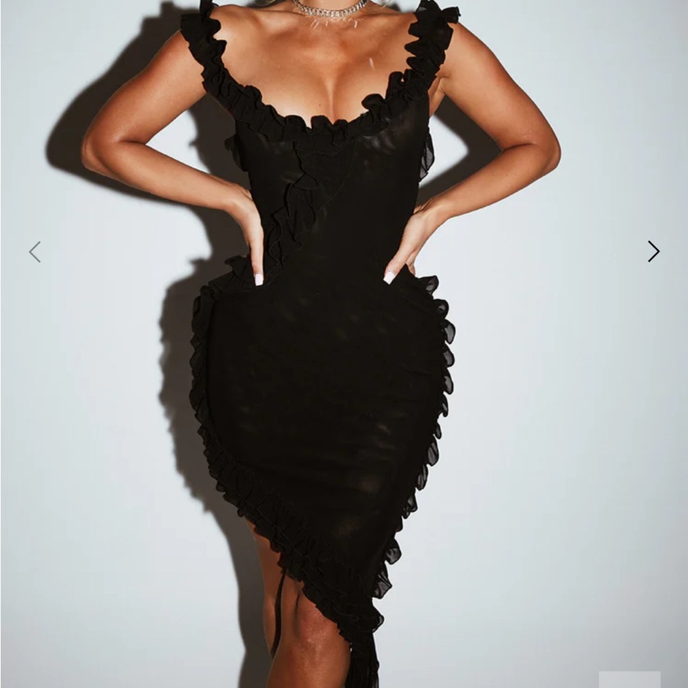 Murci Elegant Black Ruffled Dress US6
